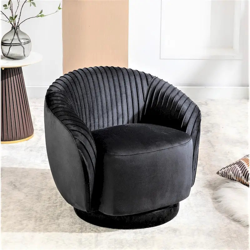 Petit fauteuil tonneau pivotant en velours Milvo