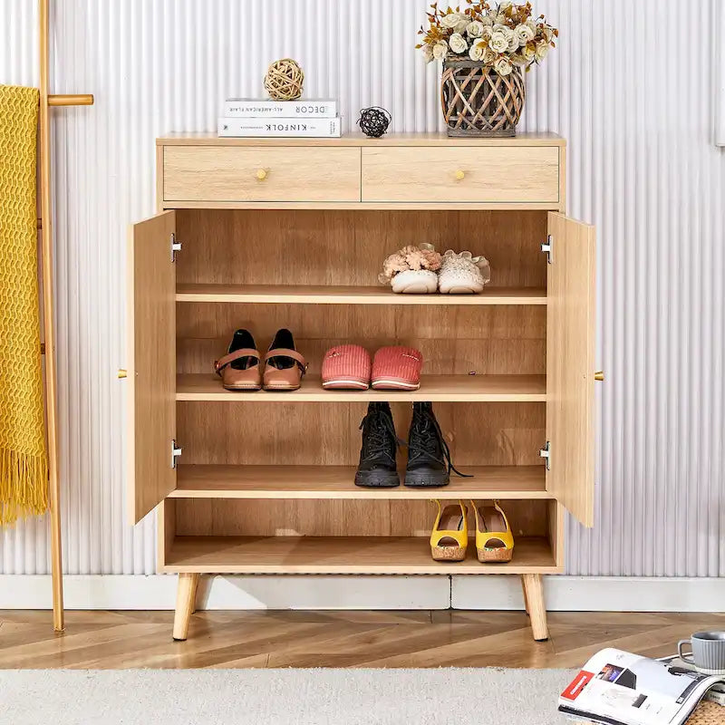 Meuble de rangement en rotin avec finition lisse en MDF — Chevet, entrée ou couloir