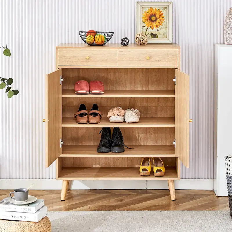 Meuble de rangement en rotin avec finition lisse en MDF — Chevet, entrée ou couloir