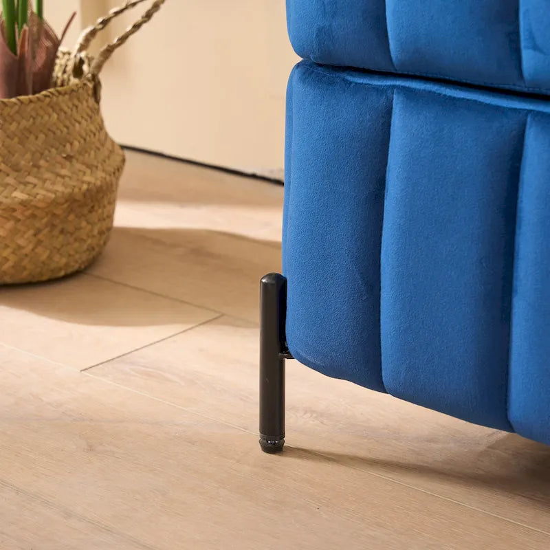 Banc de rangement en velours avec pieds en métal pour le salon, l'entrée et la chambre