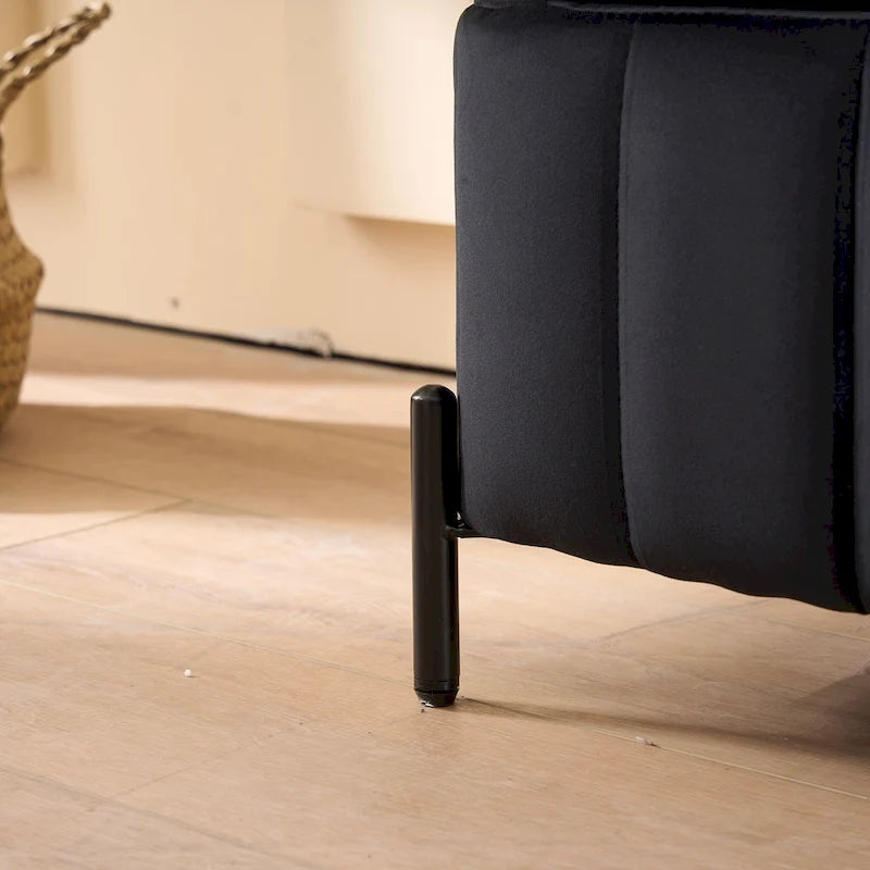 Banc de rangement en velours avec pieds en métal pour le salon, l'entrée et la chambre