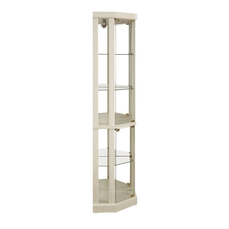 Vitrine en verre éclairée avec fond miroir et étagères réglables