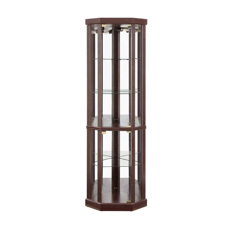 Vitrine en verre éclairée avec fond miroir et étagères réglables