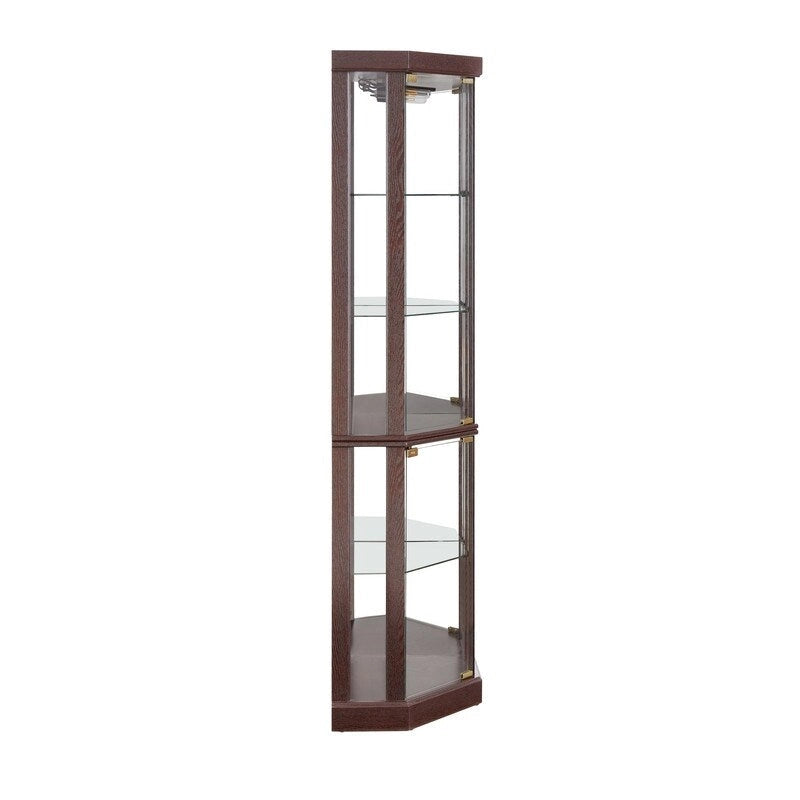 Vitrine en verre éclairée avec fond miroir et étagères réglables