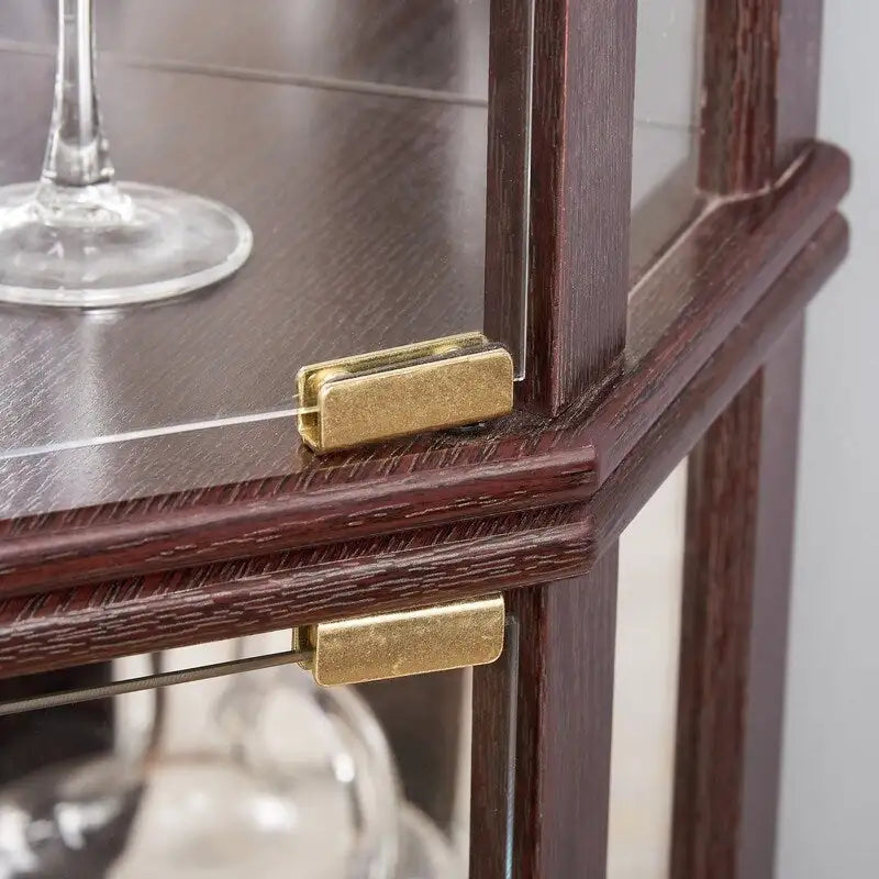 Vitrine en verre éclairée avec fond miroir et étagères réglables