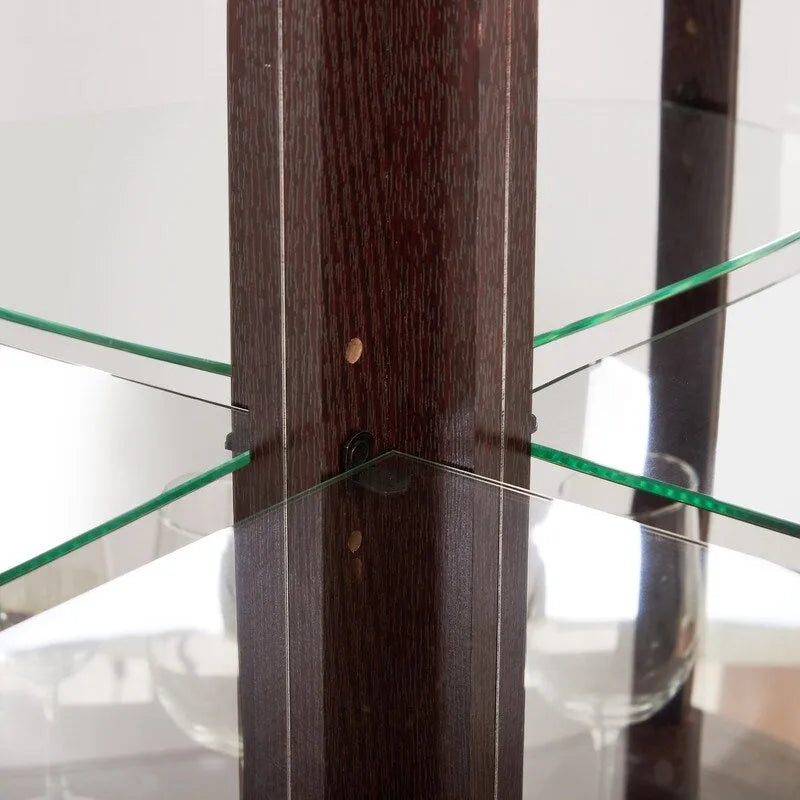 Vitrine en verre éclairée avec fond miroir et étagères réglables