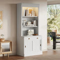 Modern Tall Bookshelf with LED Lighting and Versatile Storage Options