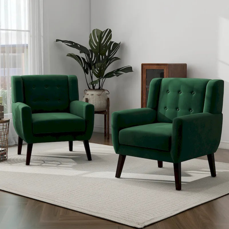 Lot de 2 fauteuils d'appoint en velours pour salon