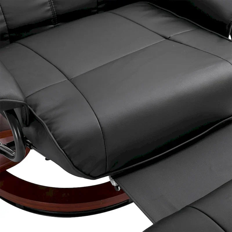 Fauteuil inclinable HomCom en similicuir avec base pivotante manuelle réglable et repose-pieds confortable et relaxant