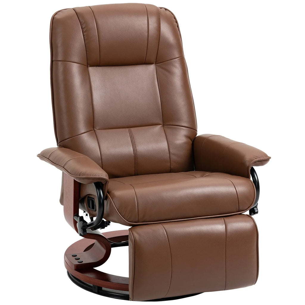 Fauteuil inclinable HomCom en similicuir avec base pivotante manuelle réglable et repose-pieds confortable et relaxant