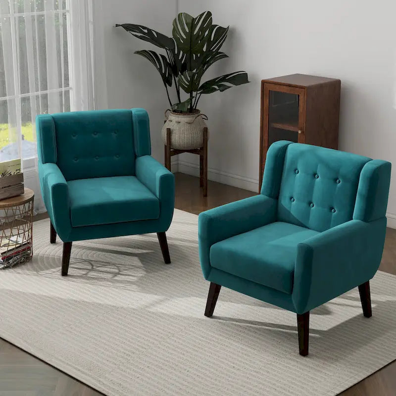 Lot de 2 fauteuils d'appoint en velours pour salon