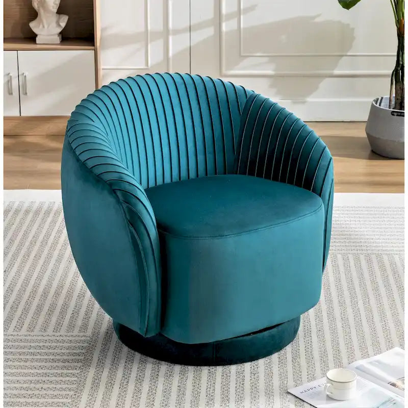 Petit fauteuil tonneau pivotant en velours Milvo