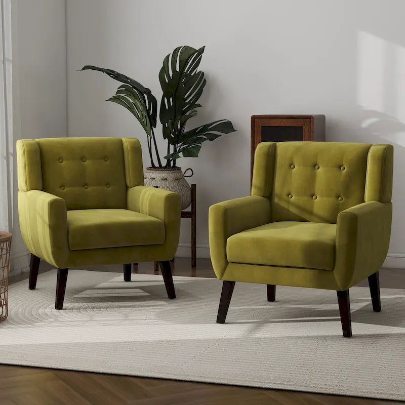 Lot de 2 fauteuils d'appoint en velours pour salon
