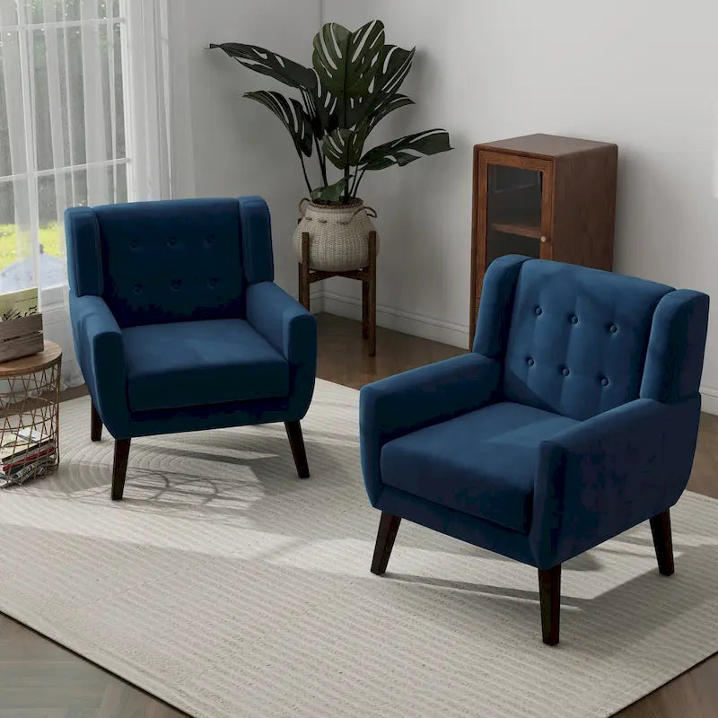 Lot de 2 fauteuils d'appoint en velours pour salon