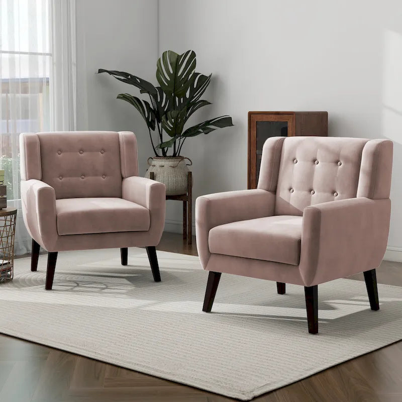 Lot de 2 fauteuils d'appoint en velours pour salon