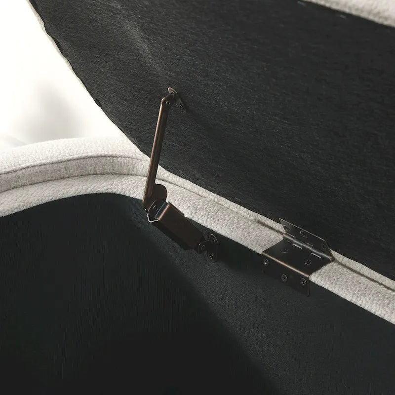 Banc de rangement capitonné en chenille avec pieds tournés