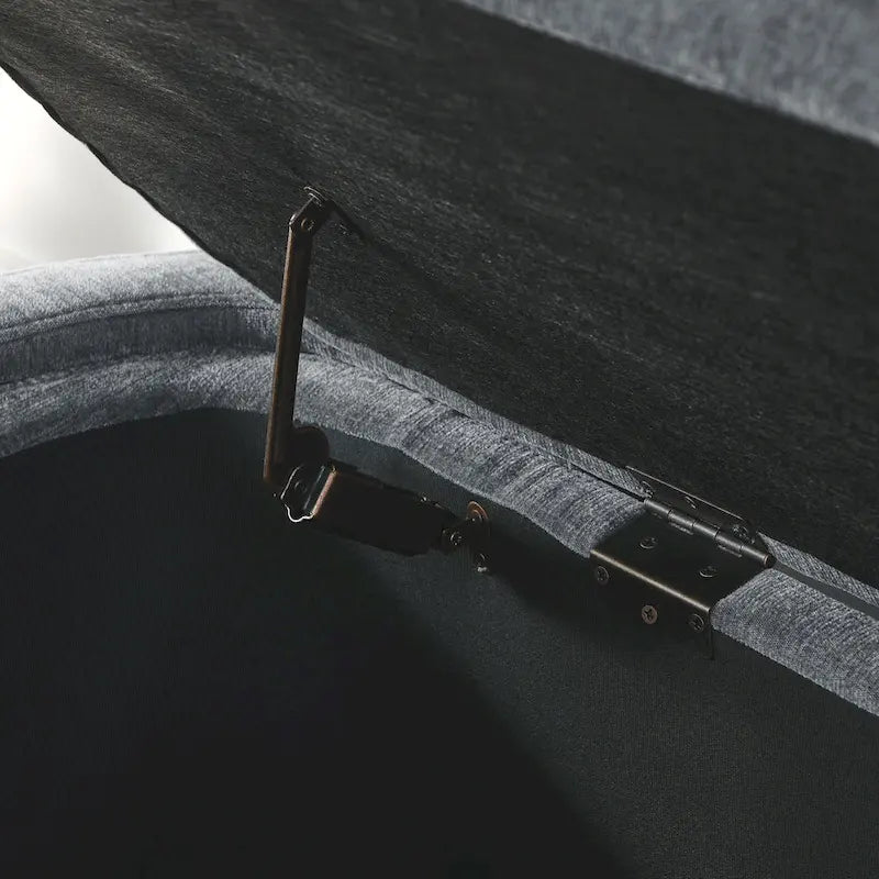 Banc de rangement capitonné en chenille avec pieds tournés