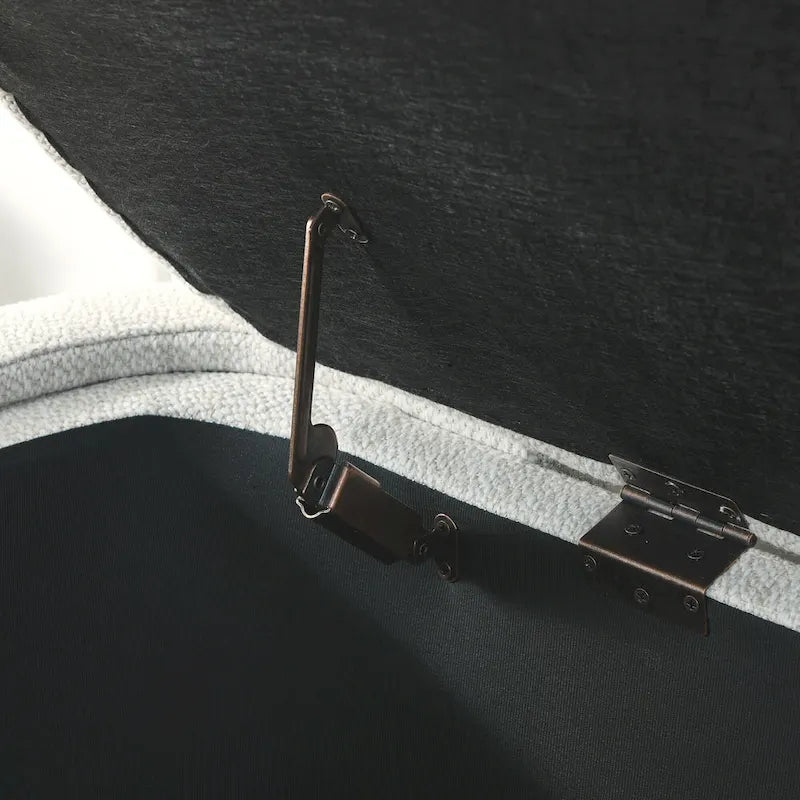 Banc de rangement capitonné en chenille avec pieds tournés