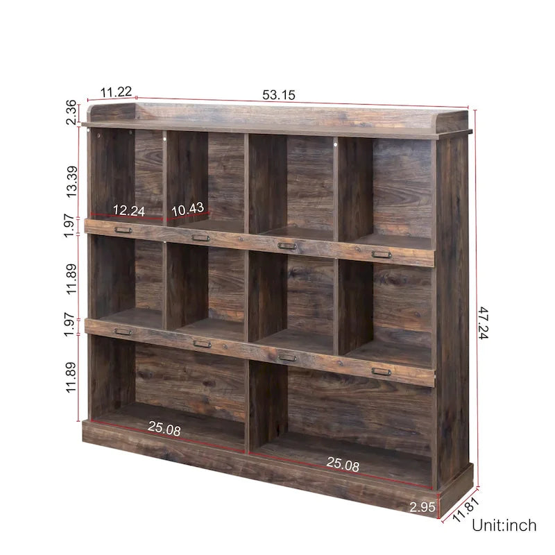 Bibliothèque de rangement 10 étagères avec casiers ouverts