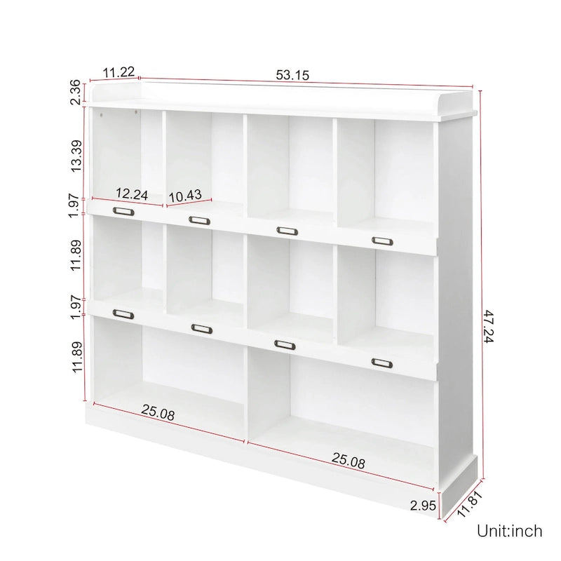 Bibliothèque de rangement 10 étagères avec casiers ouverts