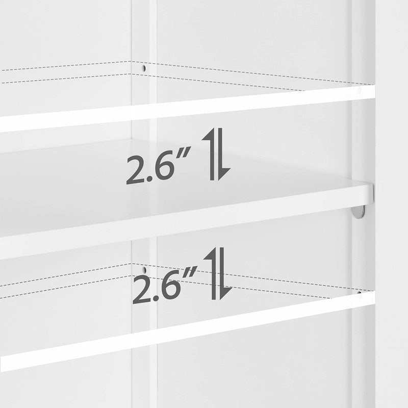 Meuble de rangement de salle de bain autoportant avec étagère ouverte, tiroir et meuble à porte à 2 étagères