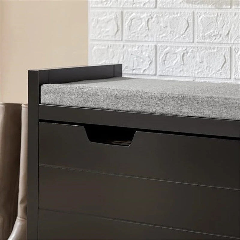 Banc de rangement d'entrée avec compartiment à chaussures rabattable et coussin rembourré amovible