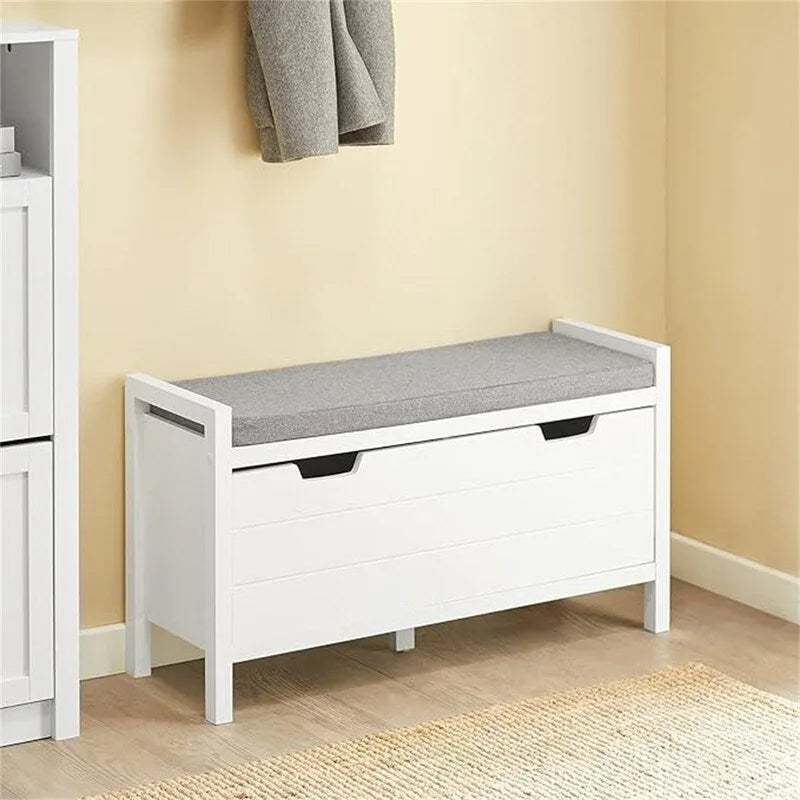 Banc de rangement d'entrée avec compartiment à chaussures rabattable et coussin rembourré amovible