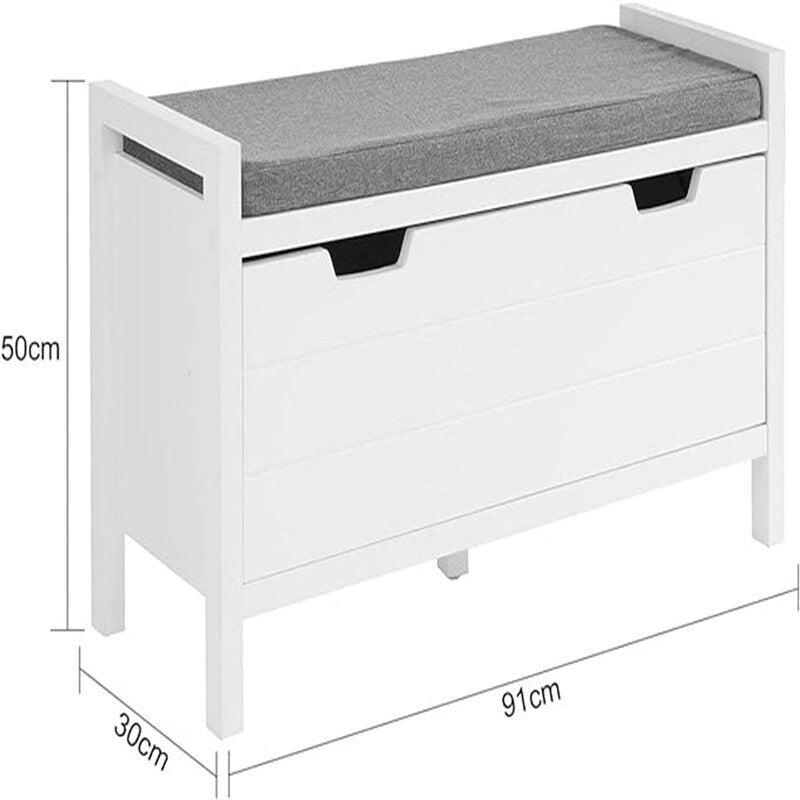 Banc de rangement d'entrée avec compartiment à chaussures rabattable et coussin rembourré amovible