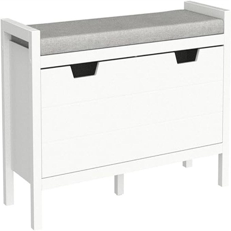 Banc de rangement d'entrée avec compartiment à chaussures rabattable et coussin rembourré amovible