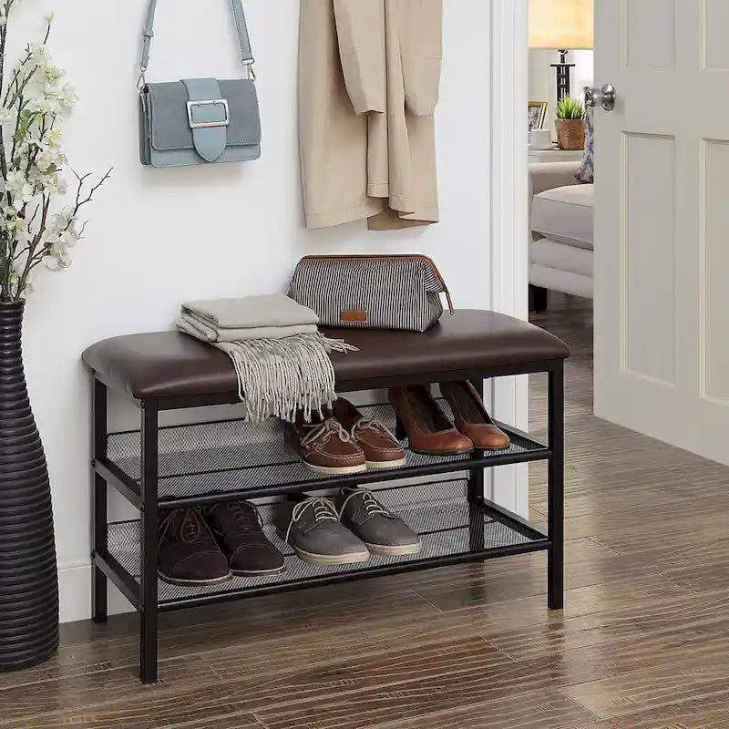 Banc de rangement à chaussures robuste pour entrée et chambre à coucher
