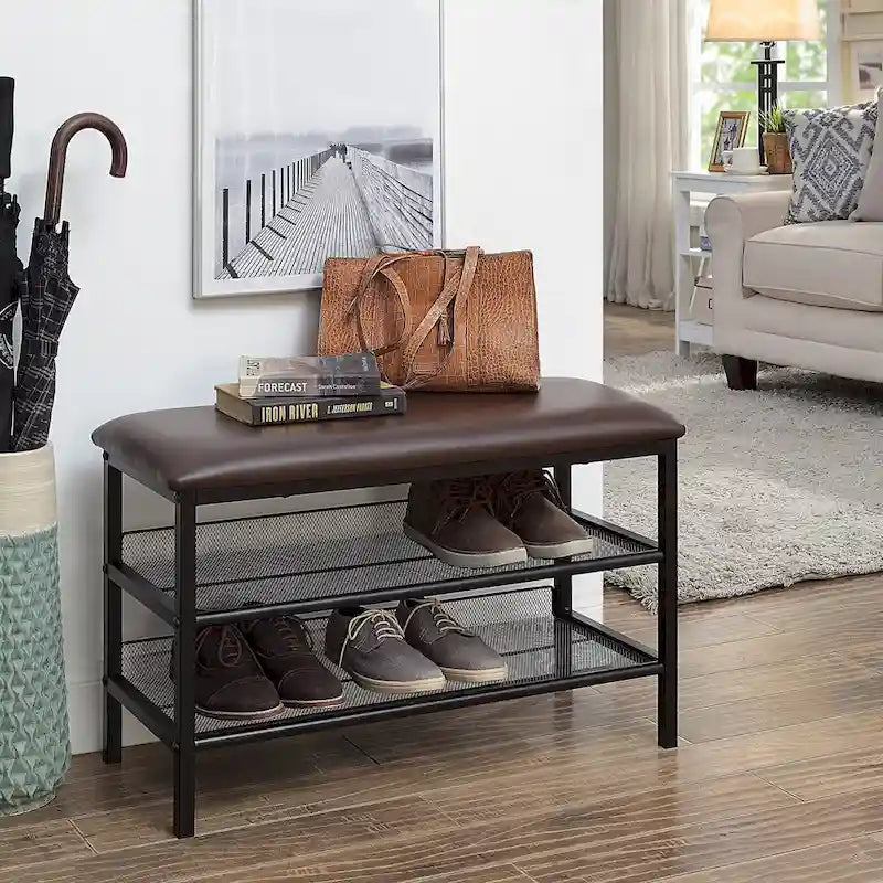 Banc de rangement à chaussures robuste pour entrée et chambre à coucher