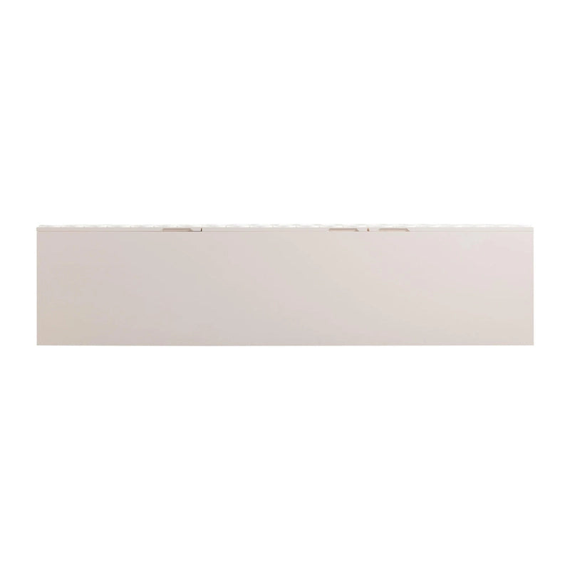 Bahut Taupe Motif avec 4 tiroirs, portes à fermeture amortie et pieds sphériques en bois