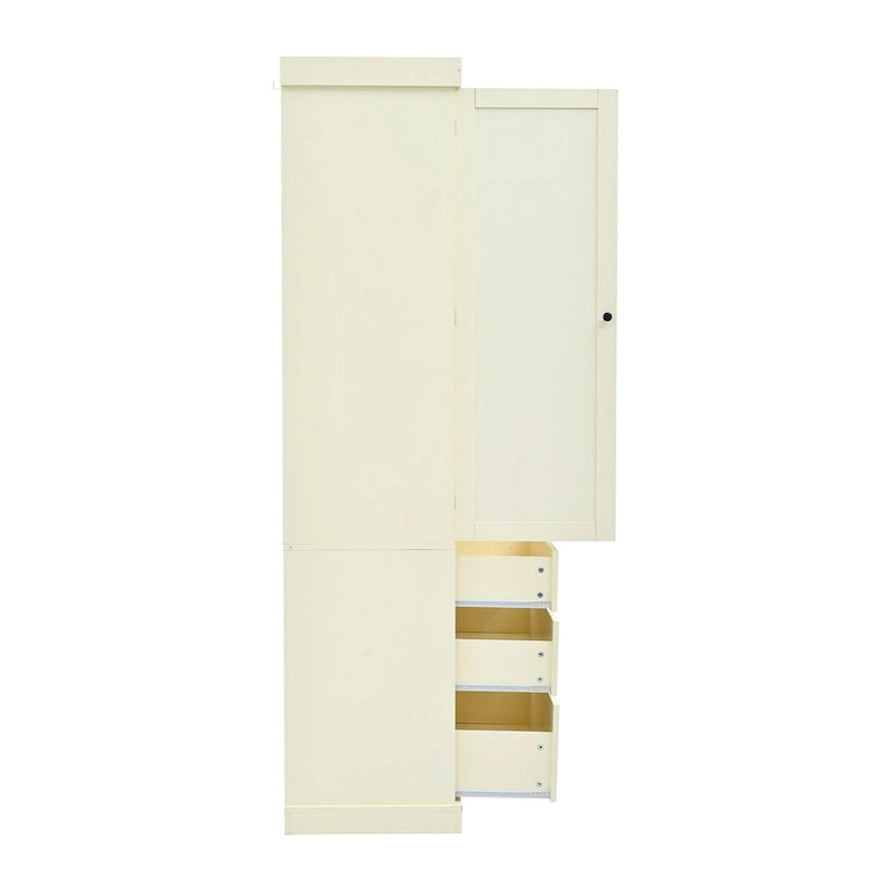 Armoire de cuisine autoportante de 77 po avec tablettes réglables, rangements de porte et 3 tiroirs