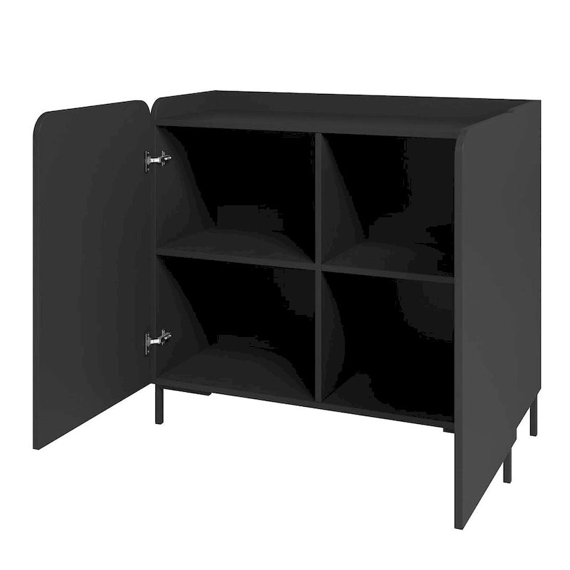 Meuble d'appoint Mid-Century Modern avec portes à fermeture douce et pieds en métal