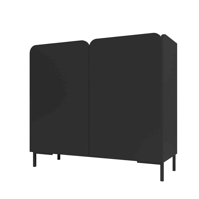 Meuble d'appoint Mid-Century Modern avec portes à fermeture douce et pieds en métal