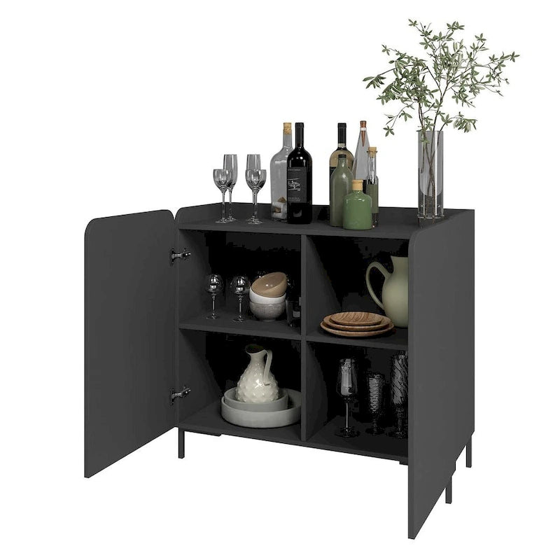 Meuble d'appoint Mid-Century Modern avec portes à fermeture douce et pieds en métal