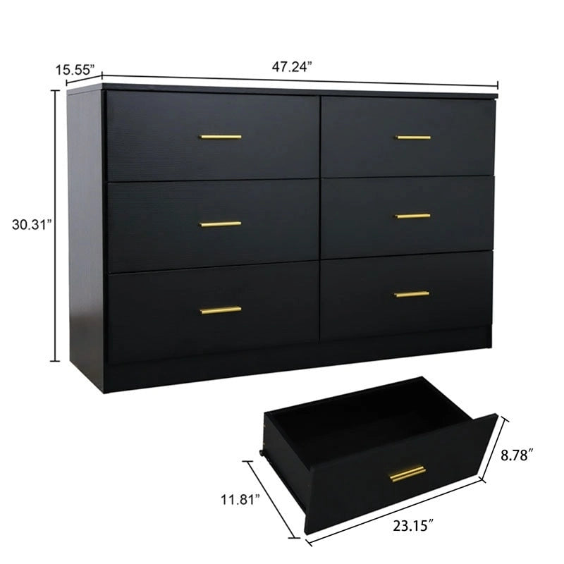 Commode double moderne à 6 tiroirs avec grand espace de rangement