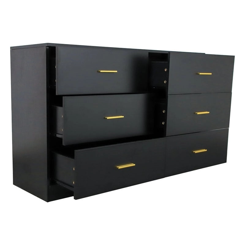 Commode double moderne à 6 tiroirs avec grand espace de rangement