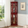 Vitrine d'angle éclairée avec portes en verre trempé et étagères réglables