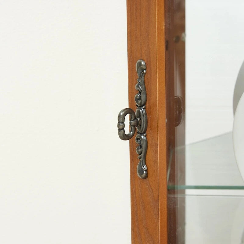 Vitrine d'angle éclairée avec portes en verre trempé et étagères réglables