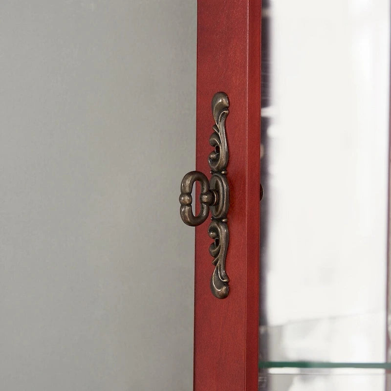 Vitrine d'angle éclairée avec portes en verre trempé et étagères réglables