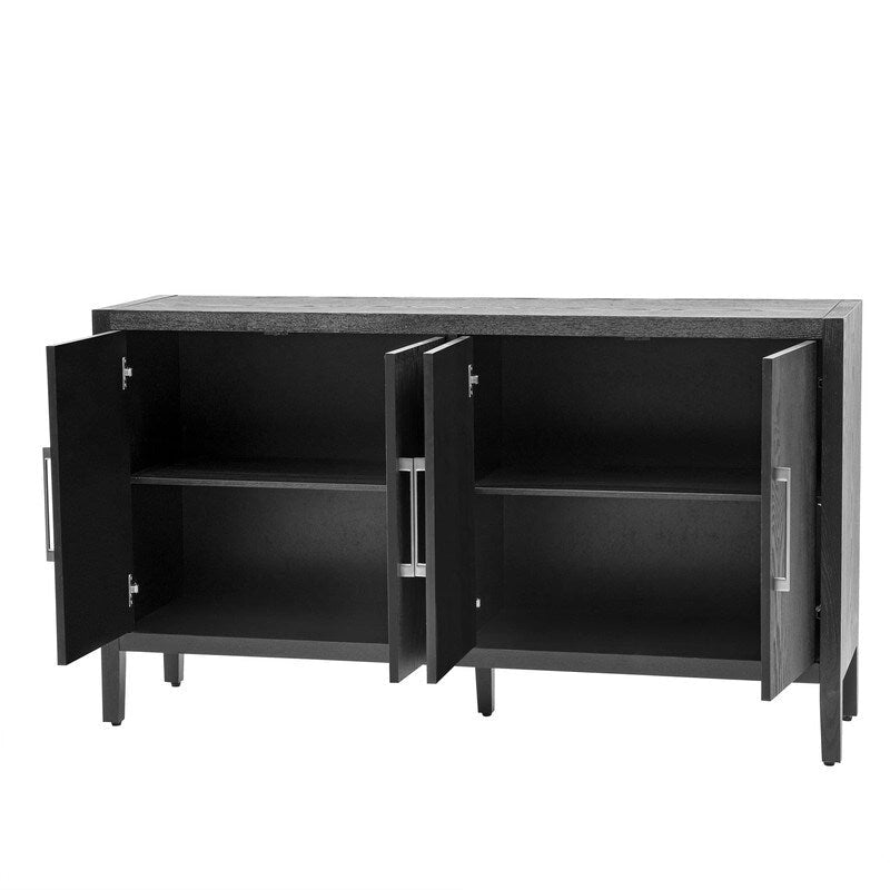 Buffet de style vintage avec poignées en métal et étagères réglables