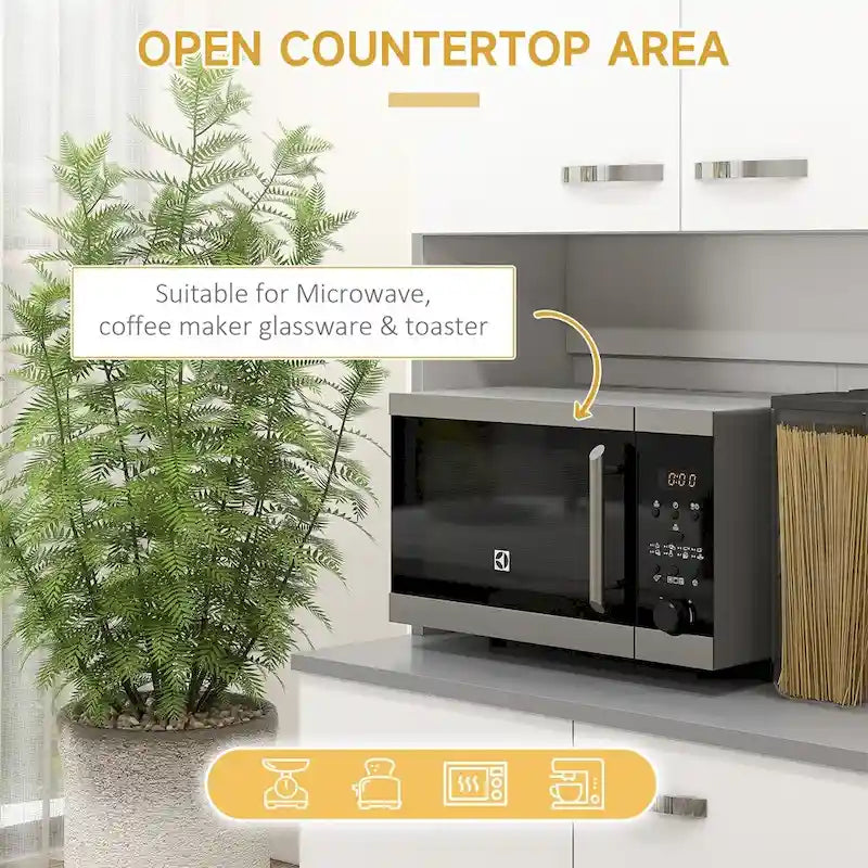Buffet de cuisine autoportant avec étagères réglables et comptoir ouvert