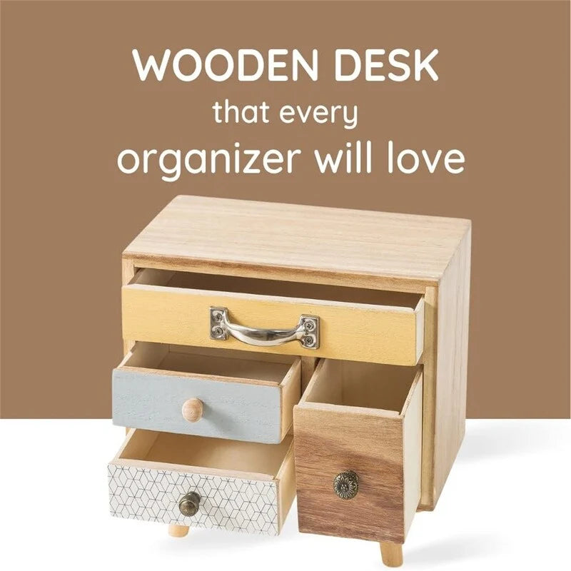 Organiseur de bureau en bois à 4 tiroirs