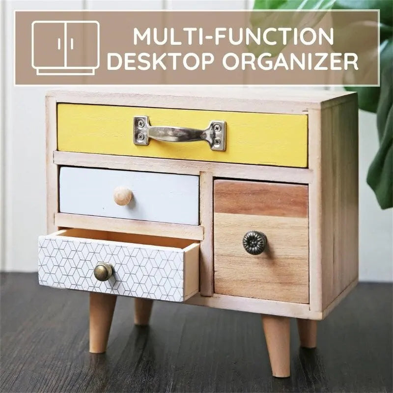 Organiseur de bureau en bois à 4 tiroirs