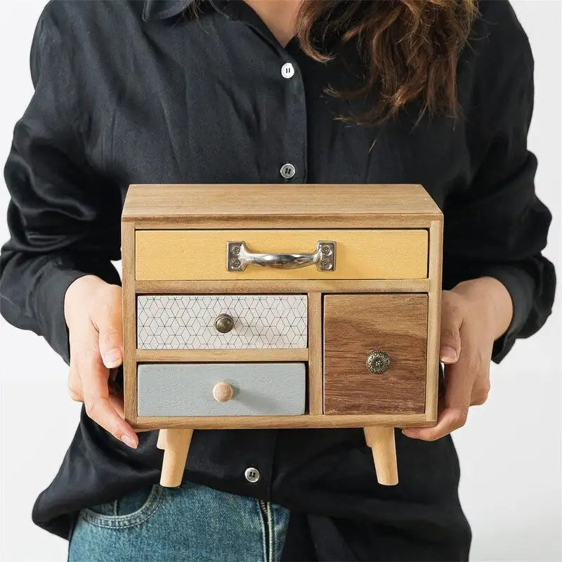 Organiseur de bureau en bois à 4 tiroirs