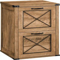 Meuble de rangement à 2 tiroirs style ferme avec porte coulissante et finition bois