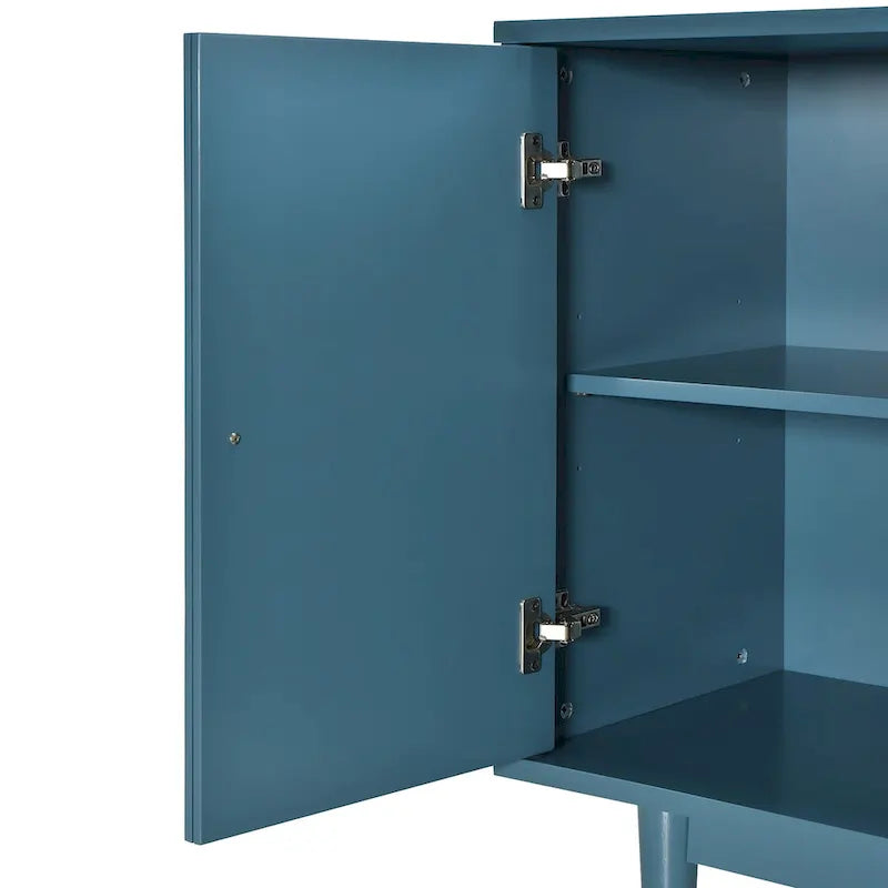 Bahut moderne à 4 portes avec portes géométriques convexes et poignées argentées