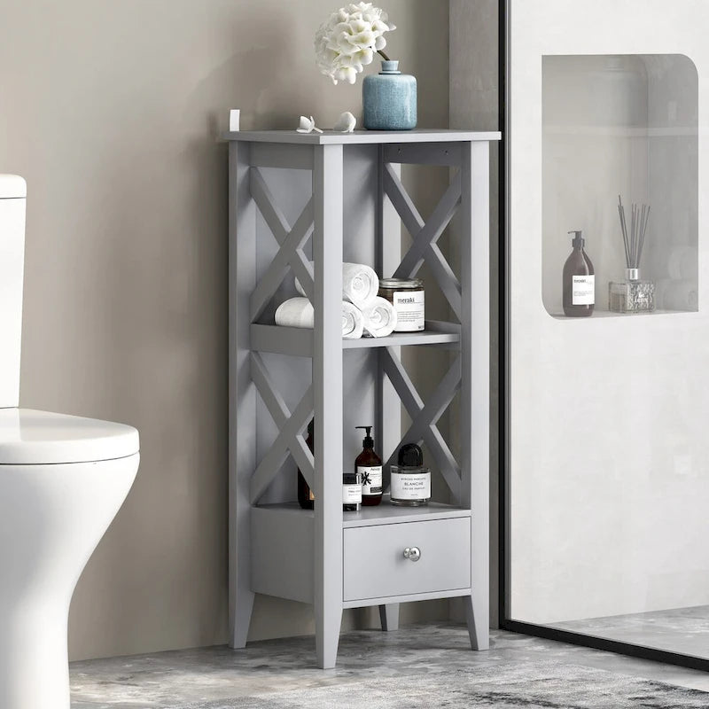 Meuble de rangement de salle de bain sur pied avec tiroir