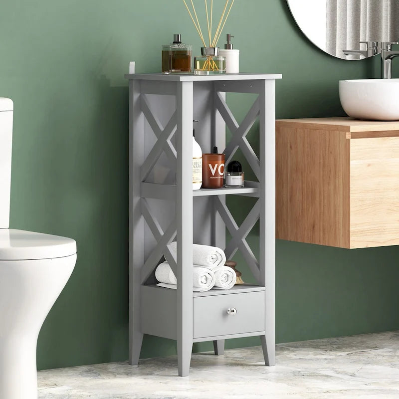 Meuble de rangement de salle de bain sur pied avec tiroir